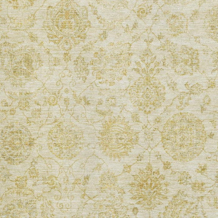 10' X 14' Damask Washable Area Rug With UV Protection (705131) - Gold / Beige