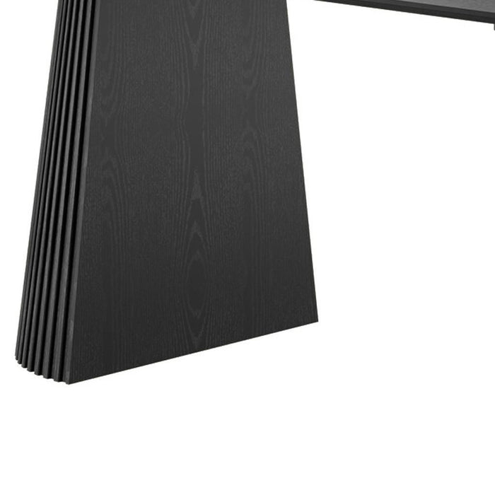 79" Wood Double Pedestal Base Oval Dining Room Table - Black