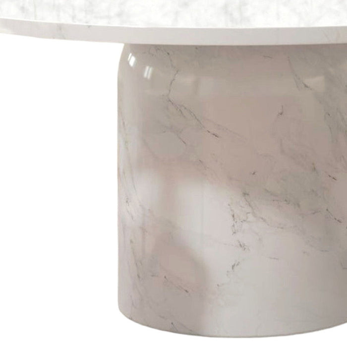 60" Marble Pedestal Base Round Top Dining Table - Gray / White