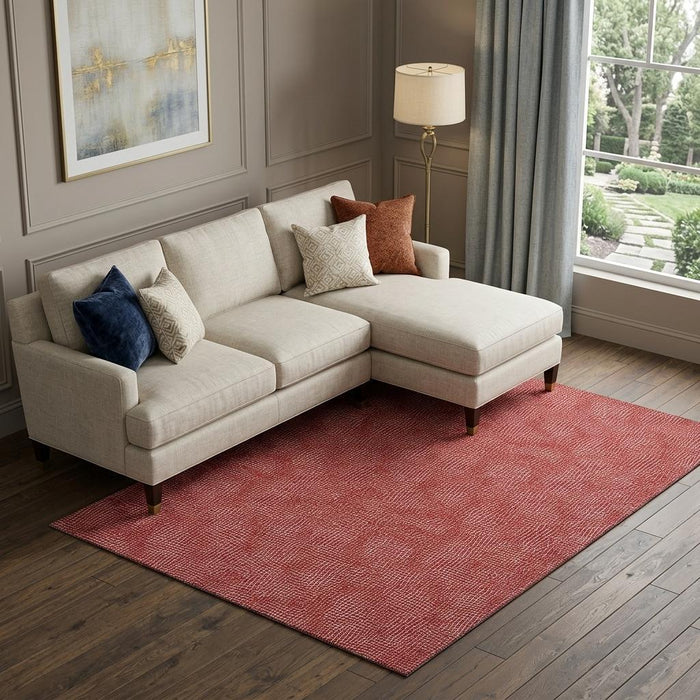 10' X 14' Geometric Washable Area Rug With UV Protection (682877) - Red / Ivory