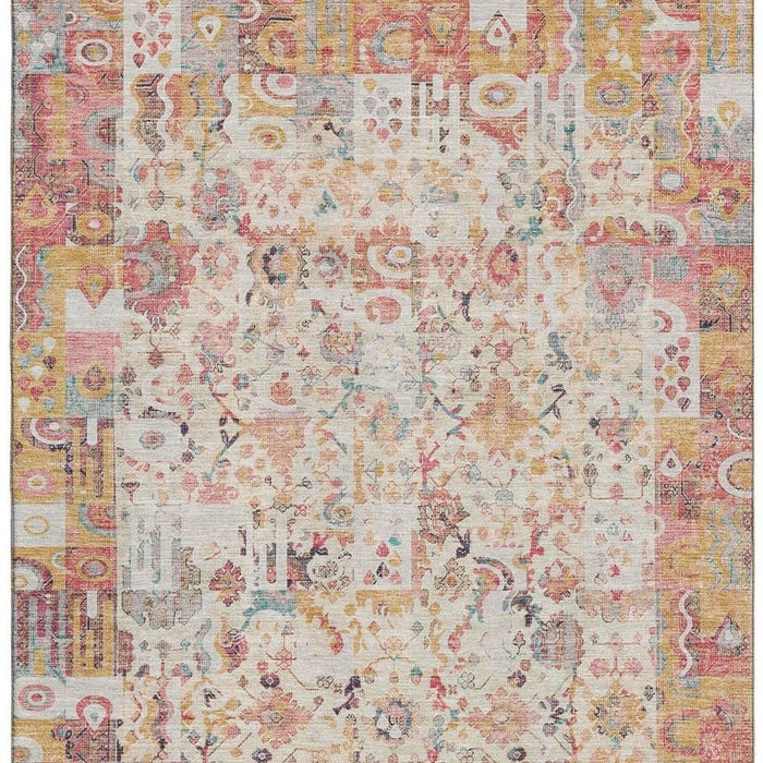 10' X 14' Patchwork Washable Area Rug With UV Protection (717773) - Pink / Ivory