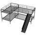 Giga Mission Style twin size L-shaped bunk bed in black with slide and ladder, showcasing the sturdy design and space-saving layout.