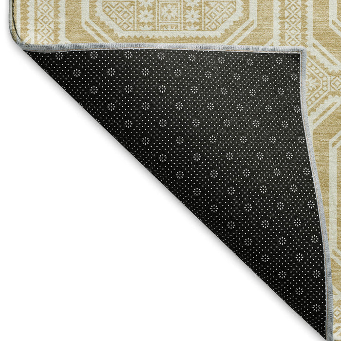 10' X 14' Geometric Washable Area Rug With UV Protection (693792) - Gold / Ivory