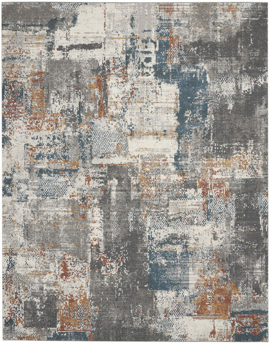 8' X 10' Abstract Area Rug (551123) - Ivory / Blue / Gray