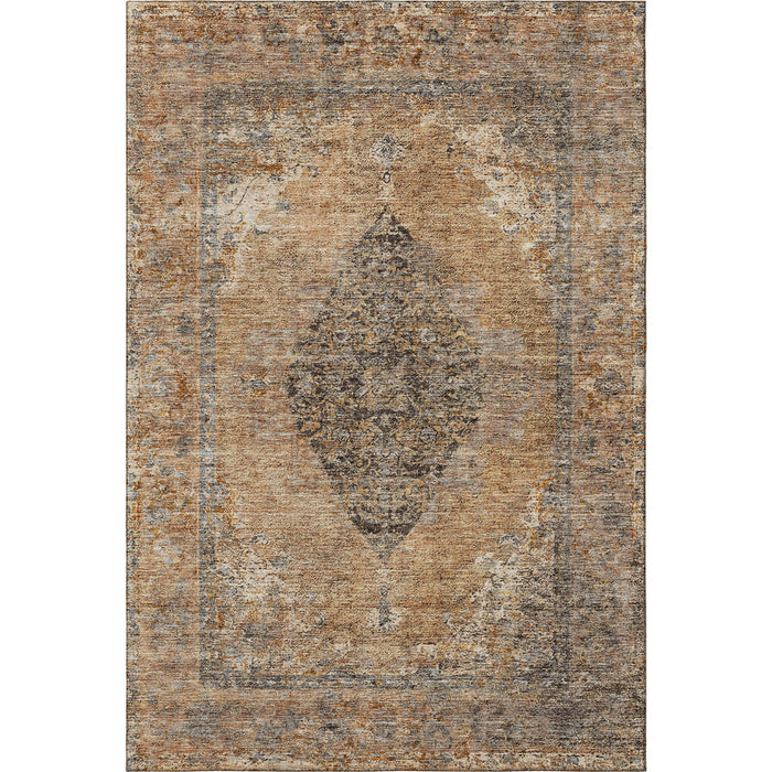 10' X 14' Medallion Washable Area Rug With UV Protection (714829) - Copper / Brown
