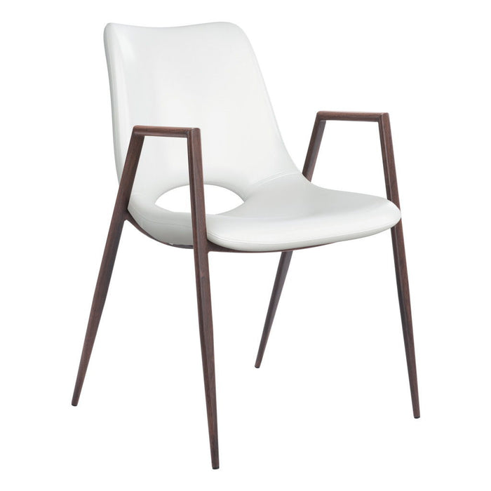 Faux Leather Open Back Dining Arm Chairs (Set of 2) - White