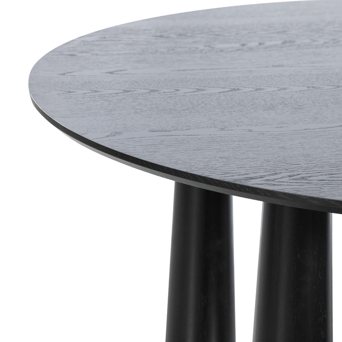 Solid Wood Round Top Dining Table - Black