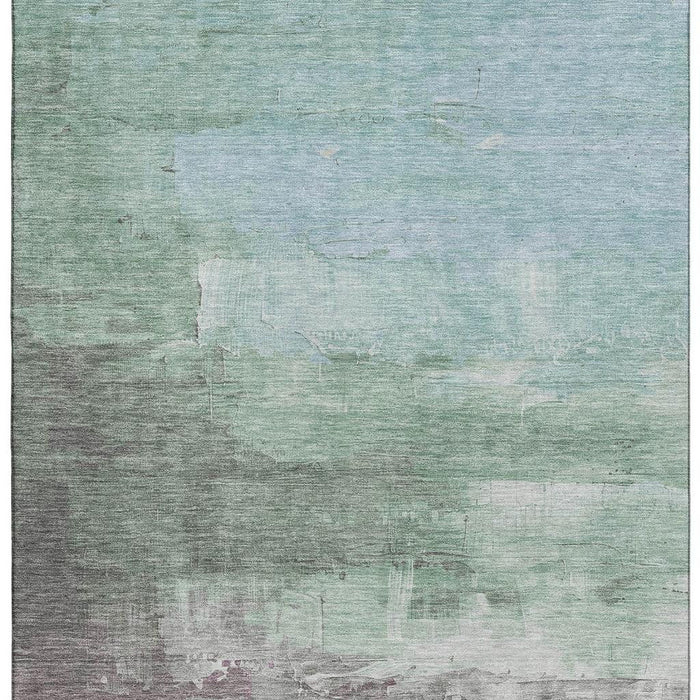 10' X 14' Abstract Washable Area Rug With UV Protection (693900) - Artichoke Green / Pale Aqua / Blush