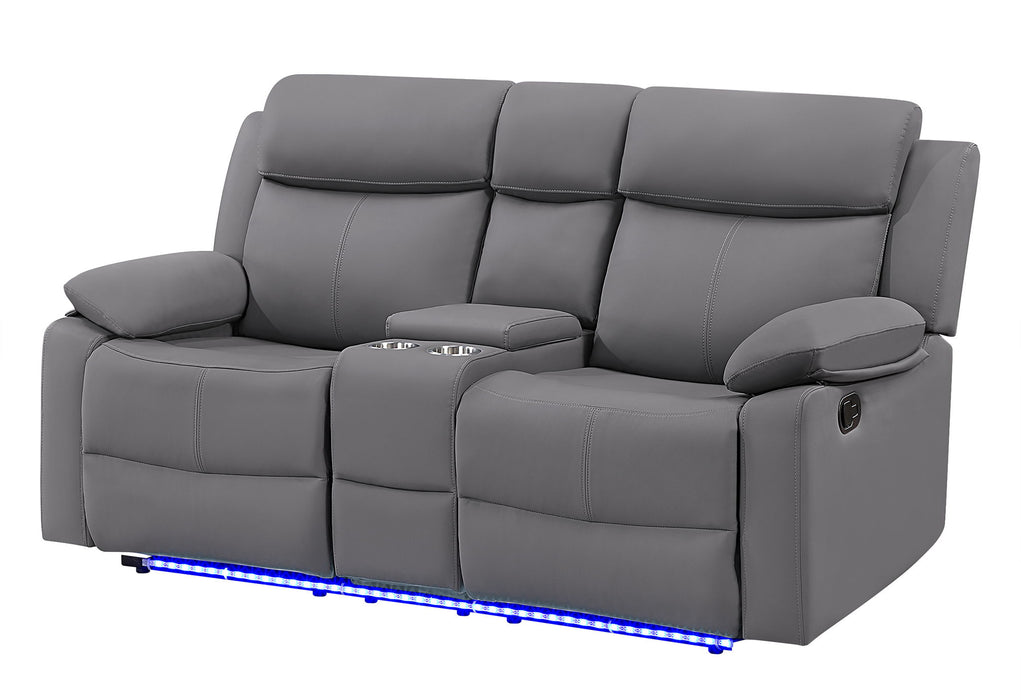 U6026 - Console Reclining Loveseat With LED - Gray