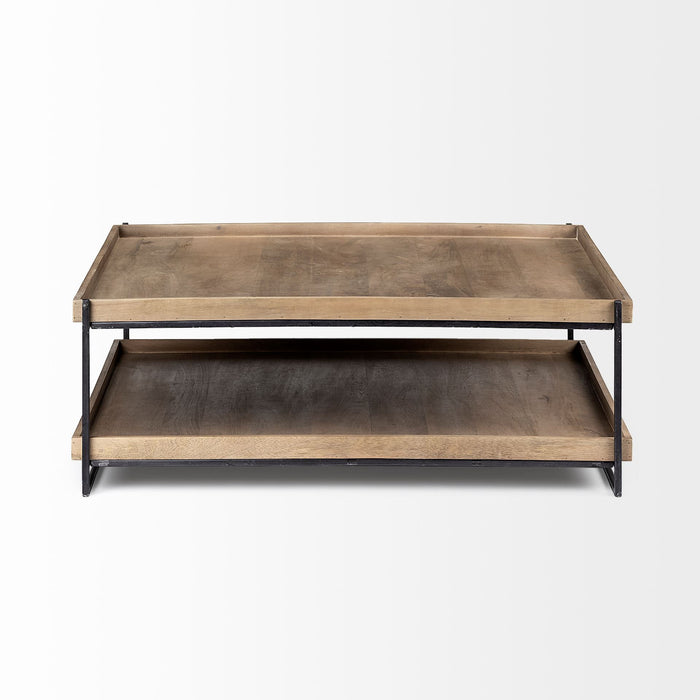 Rectangular Coffee Table With Shelf - Natural And Black