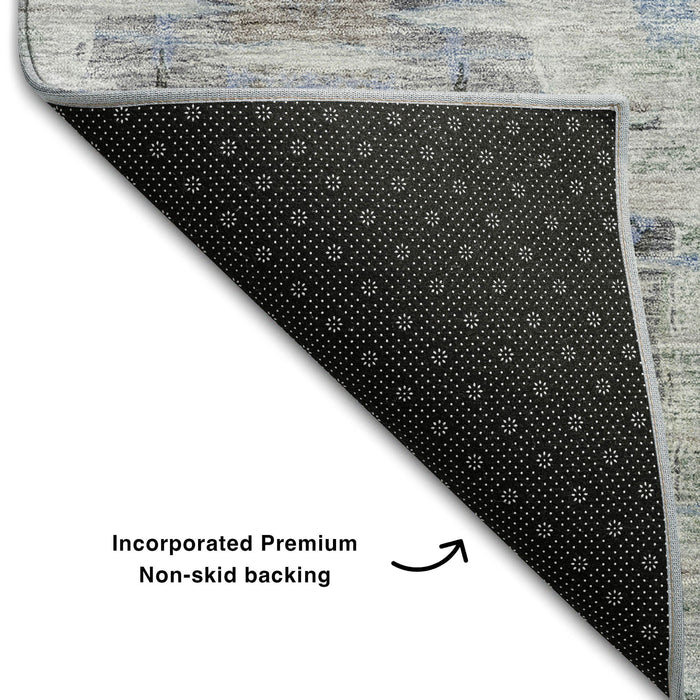 10' X 14' Abstract Washable Area Rug With UV Protection (684666) - Taupe / Blue / Gray