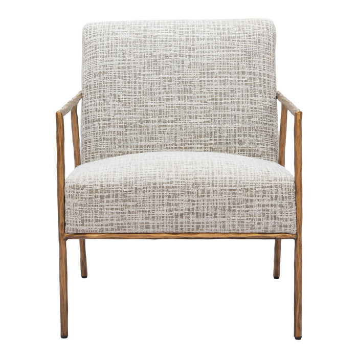 25" Upholstered Arm Chair - Beige / Gold