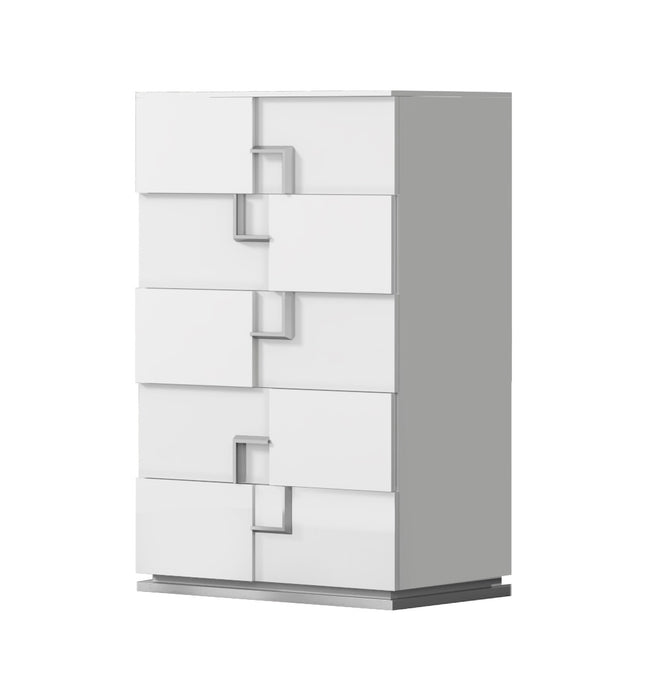 J & M Furniture Infinity Premium Chest in Bianco Lucido