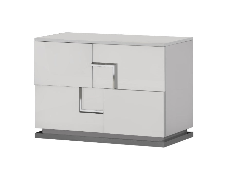 J & M Furniture Infinity Premium Night Stand in Bianco Lucido