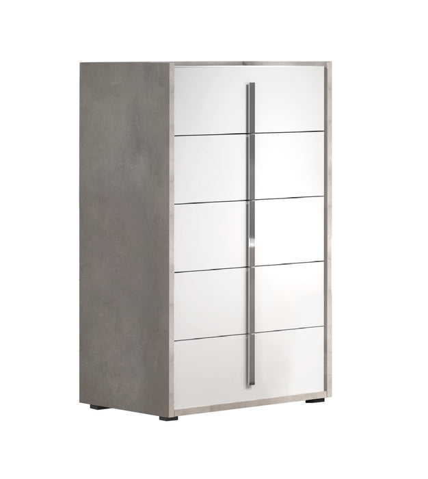 J & M Furniture Ada Premium Chest in Cemento/Bianco Opac