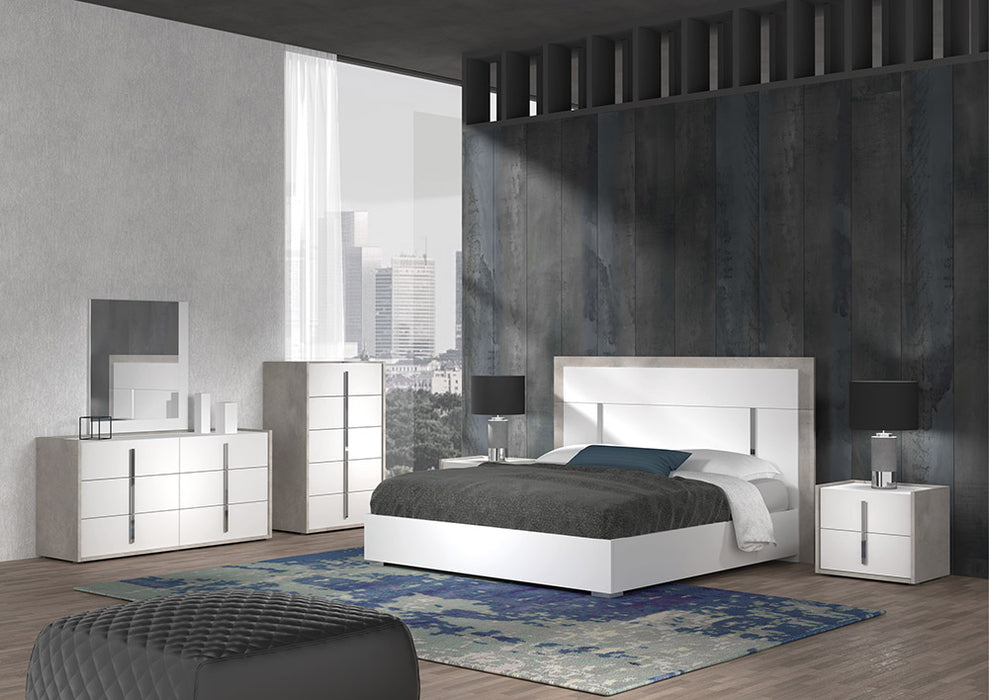 J & M Furniture Ada Premium Chest in Cemento/Bianco Opac