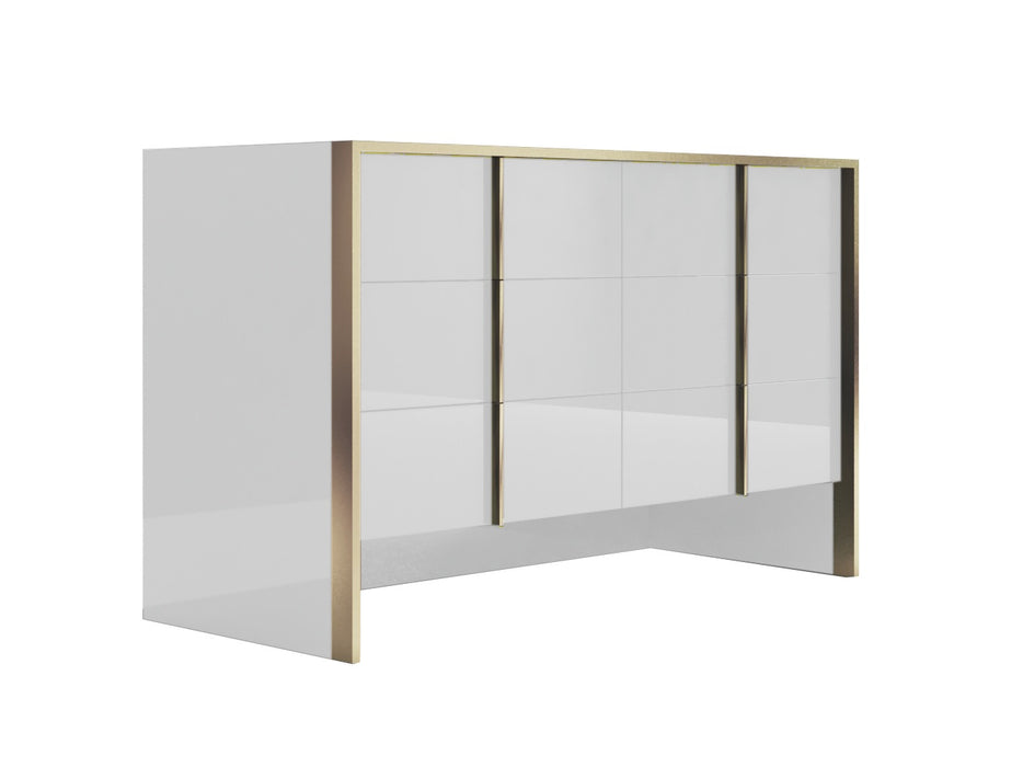 J & M Furniture Fiocco Premium Dresser in White and Gold