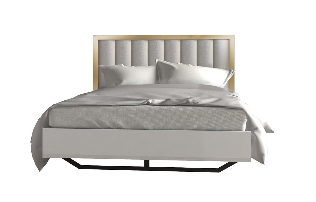 J & M Furniture Fiocco Premium King Bed in White and Gold
