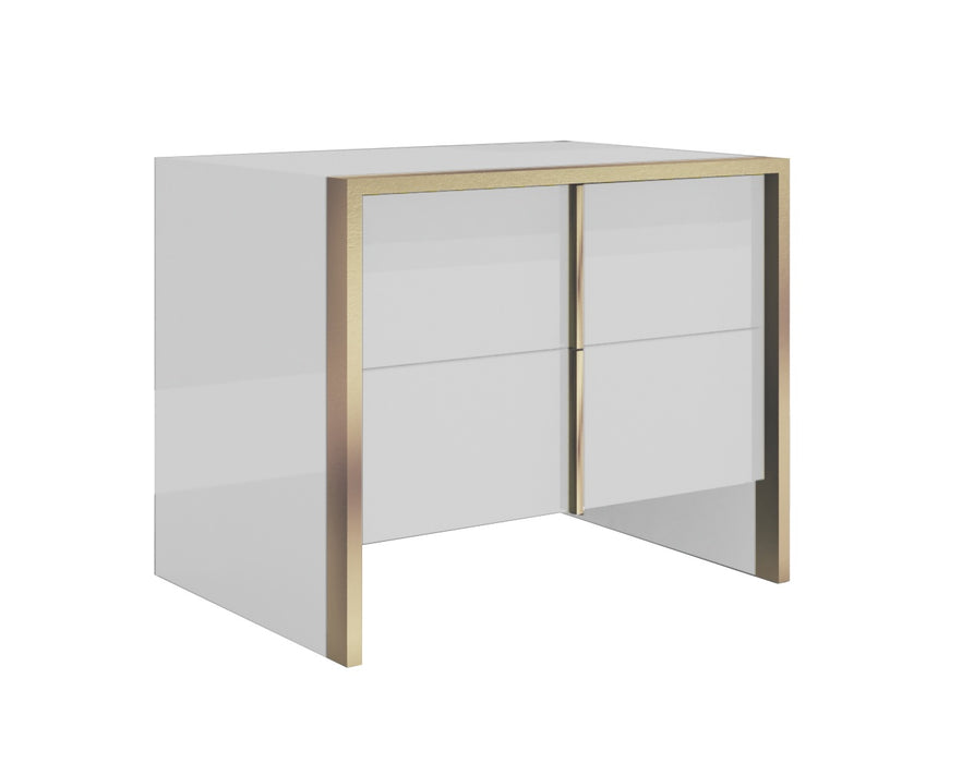 J & M Furniture Fiocco Premium Night Stand in White and Gold