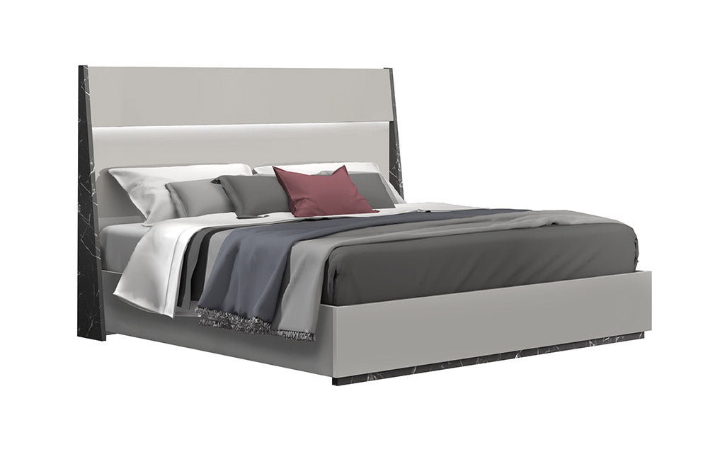 J & M Furniture Stoneage Premium Queen Bed in Lights Grigio