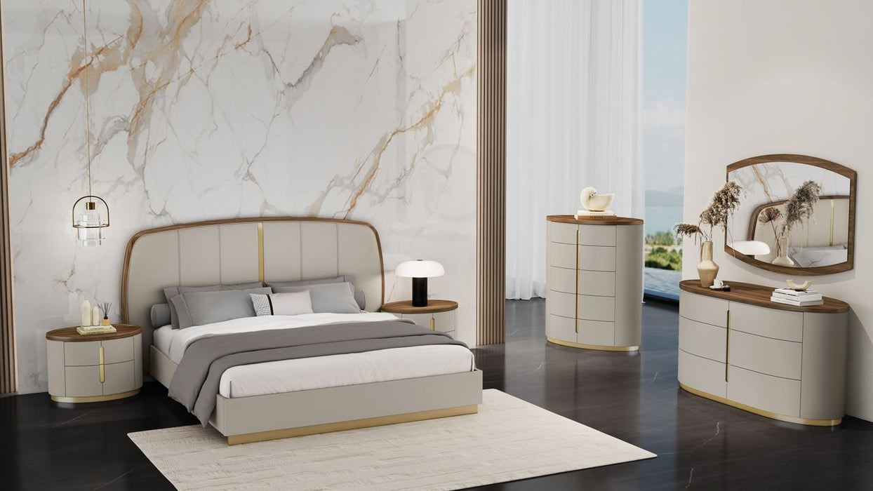 J & M Furniture Ambra Queen - Walnut/Light Grey