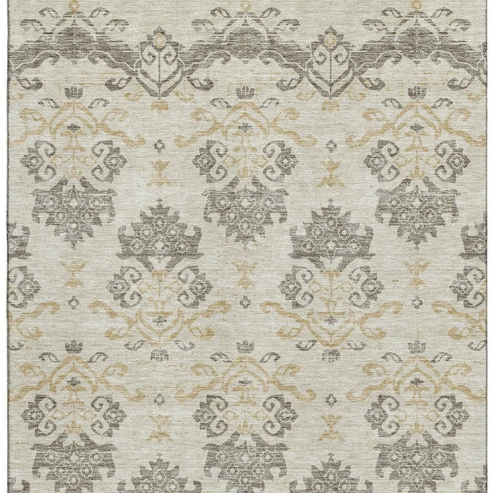 8' X 10' Medallion Washable Area Rug With UV Protection - Beige And Taupe