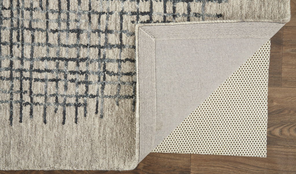 9' x 12' Wool Plaid Tufted Handmade Stain Resistant Area Rug - Gray Black And Tan