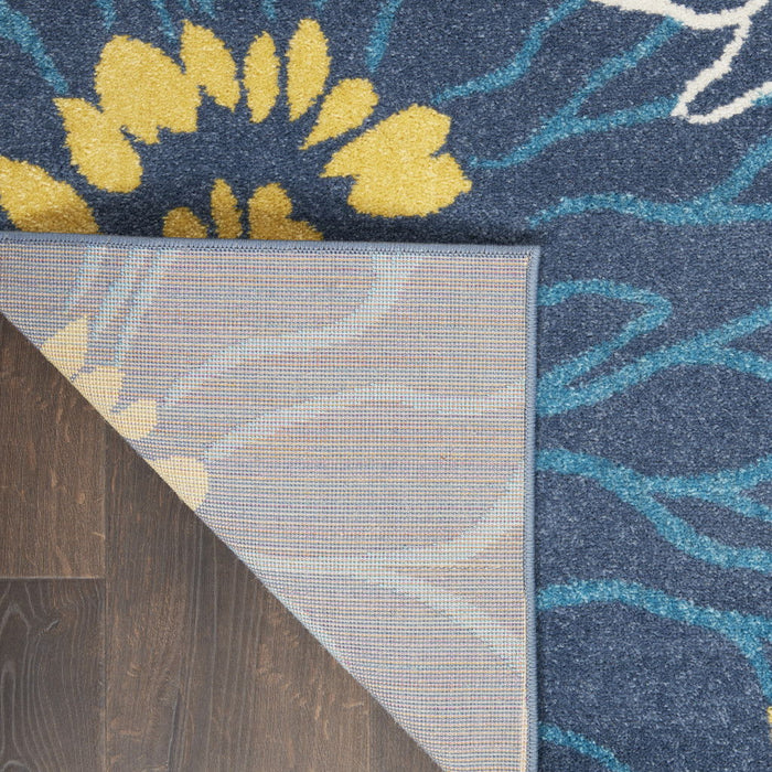 9' x 12' Floral Power Loom Area Rug - Navy Blue