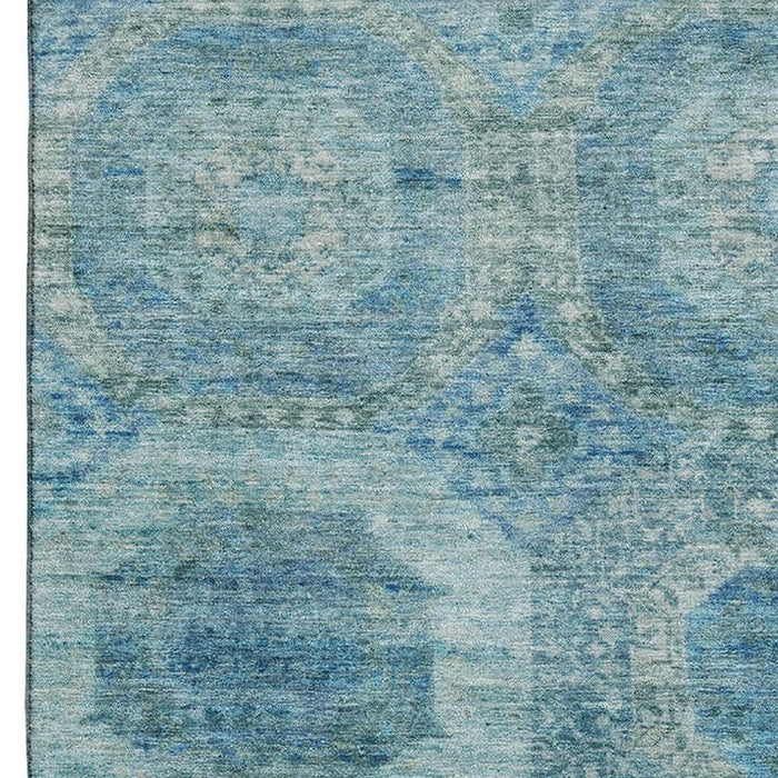 10' X 14' Abstract Geometric Washable Area Rug With UV Protection (708940) - Blue / Sky Blue