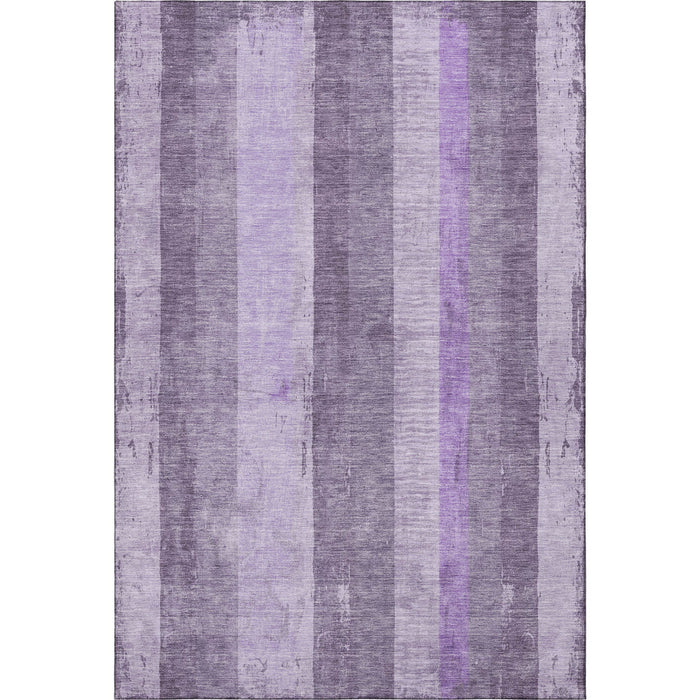 10' X 14' Striped Washable Area Rug With UV Protection (697290) - Purple / Ivory