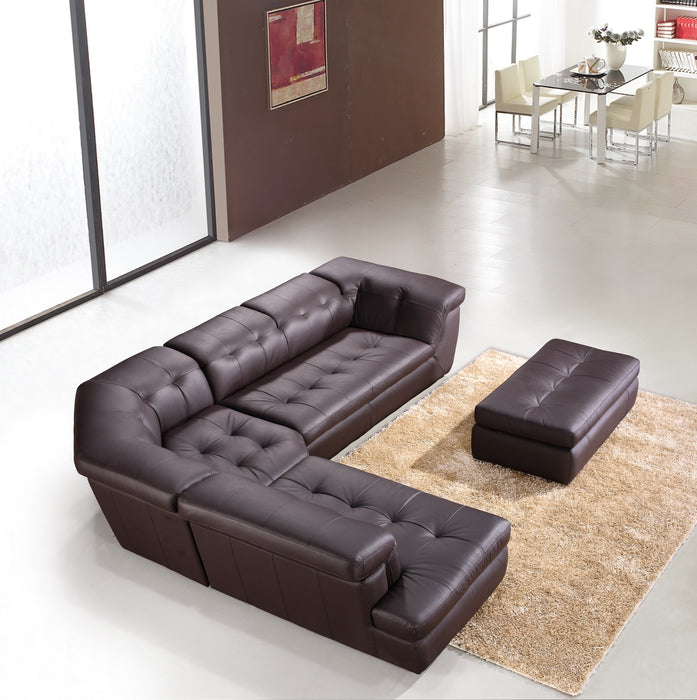 J & M Furniture 397 Italian Leather Sectional Chocolate Color in Left Hand Facing