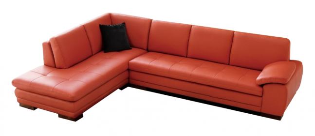 J & M Furniture 625 Italian Leather Sectional Pumpkin in Left Hand Facing