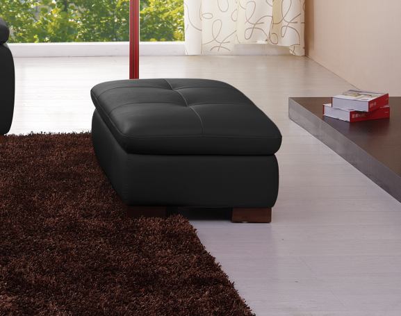 J & M Furniture 625 Italian Leather Ottoman in Black