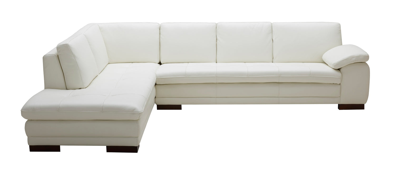 J & M Furniture 625 Italian Leather Sectional White in Left Hand Facing