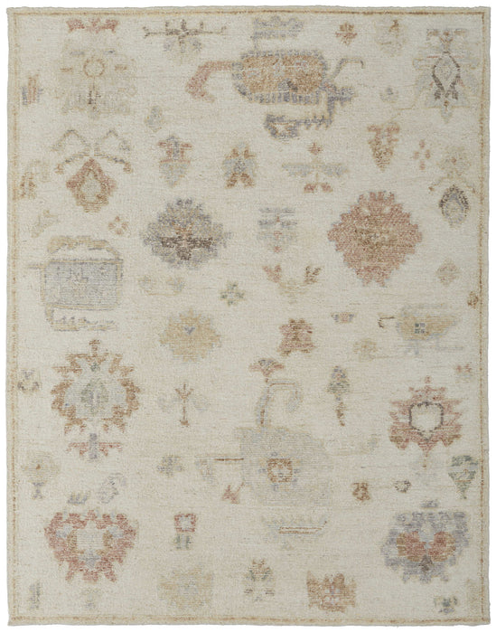 4' X 6' Wool Floral Hand Knotted Area Rug - Ivory