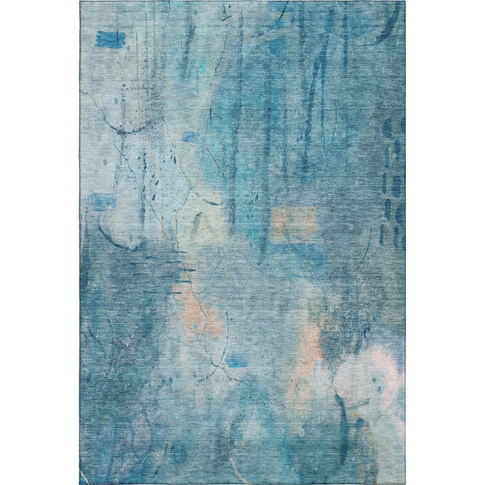10' X 14' Abstract Washable Area Rug With UV Protection (715345) - Blue / Beige