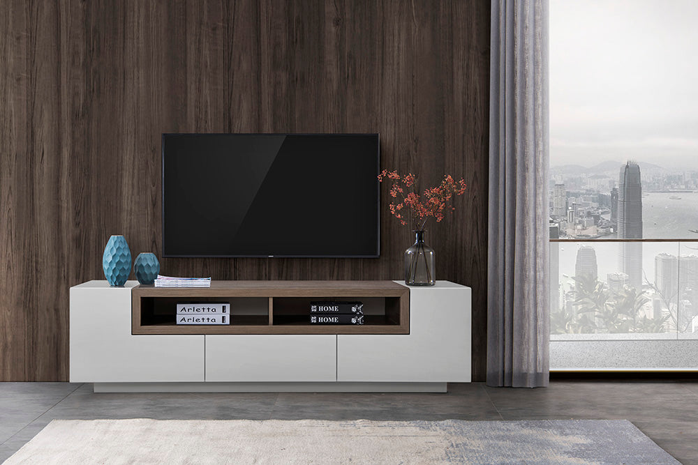 J & M Furniture W TV Stand 002 White/Grey