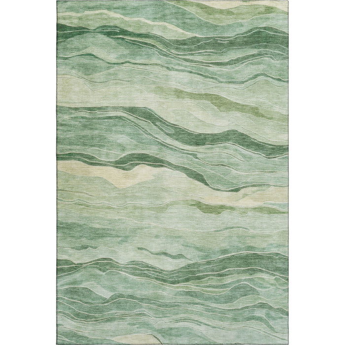 10' X 14' Striped Washable Area Rug With UV Protection (692511) - Green / Beige