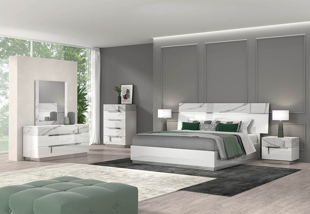 J & M Furniture Sunset Premium Chest in Bianco Luc+Stat
