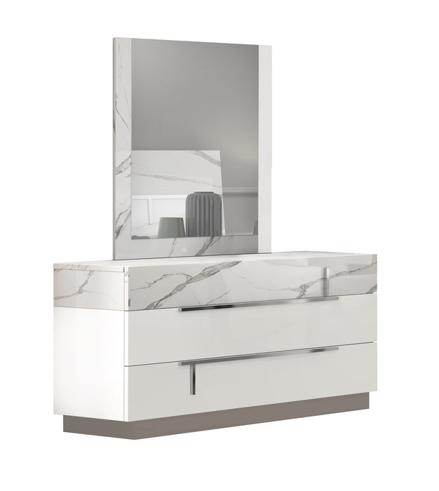 J & M Furniture Sunset Premium Mirror in Bianco Luc+Stat