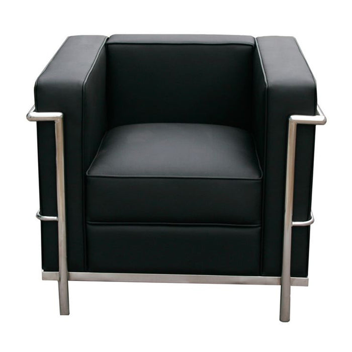 J & M Furniture Cour Italian Leather Chair - Black