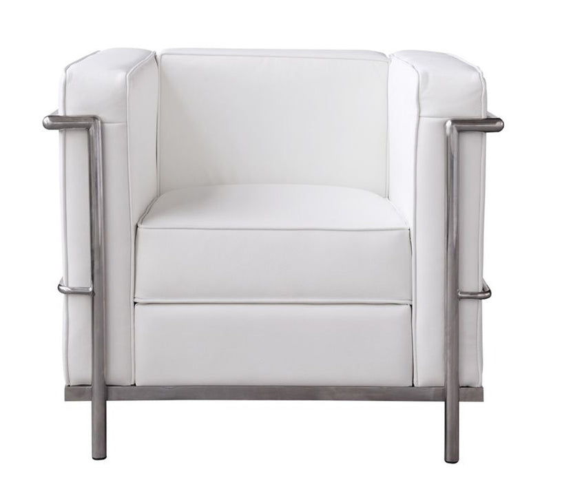 J & M Furniture Cour Italian Leather Chair - White