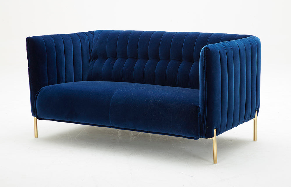 J & M Furniture Deco Love Seat in Blue
