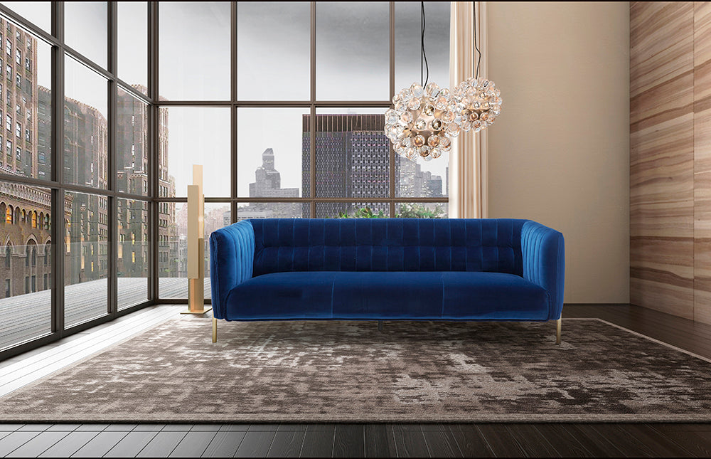 J & M Furniture Deco Love Seat in Blue