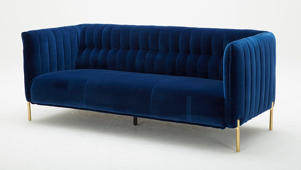 J & M Furniture Deco Sofa in Blue Fabric