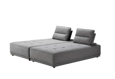 100% Polyester Stationary L Shaped Two Piece Sofa Chaise - Gray