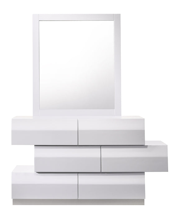 J & M Furniture Milan Dresser & Mirror in White