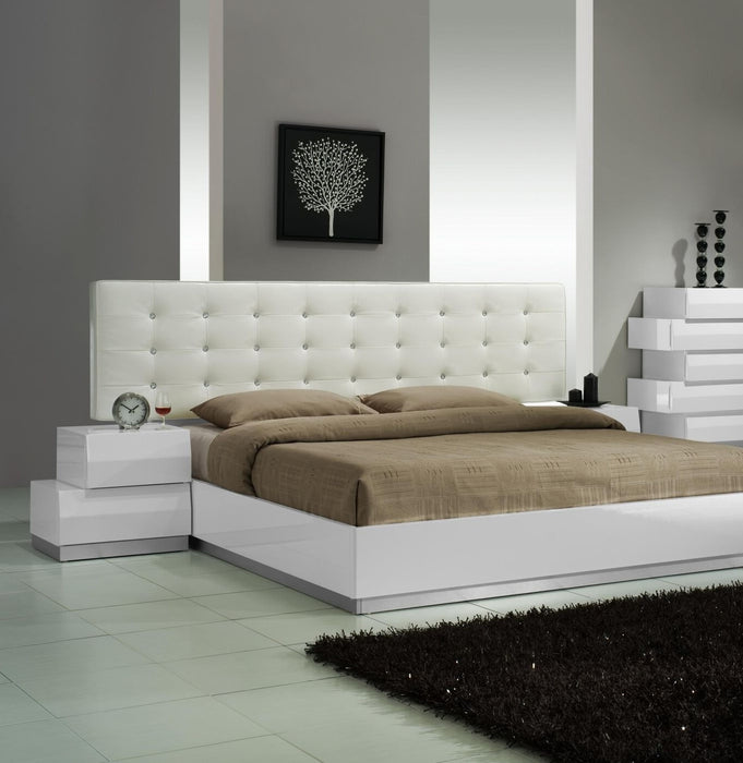 J & M Furniture Milan Left Facing Night Stand in White