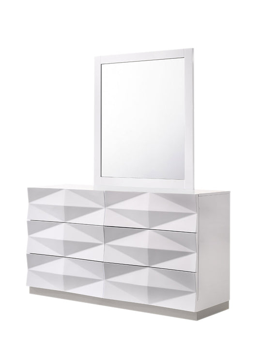 J & M Furniture Verona Dresser & Mirror in White