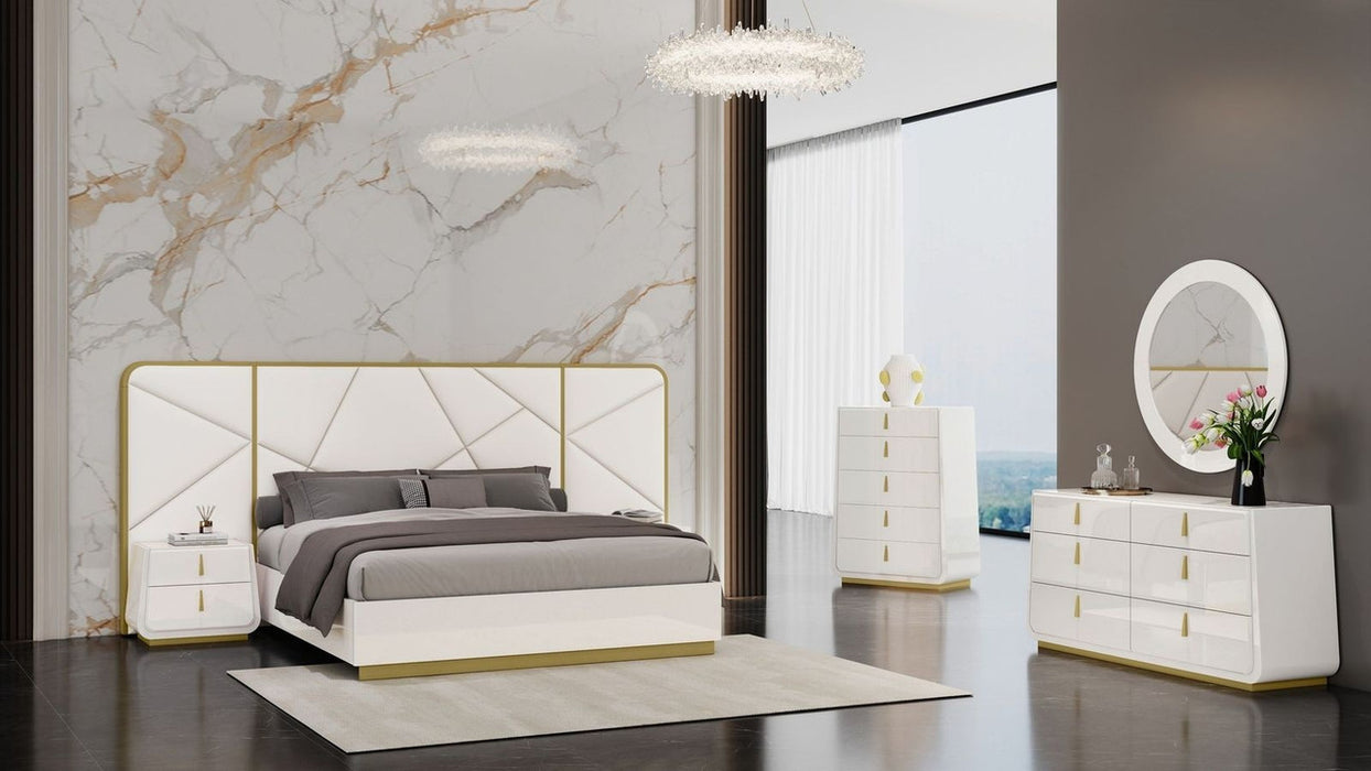 J & M Furniture Luna Oro Queen Bed - White